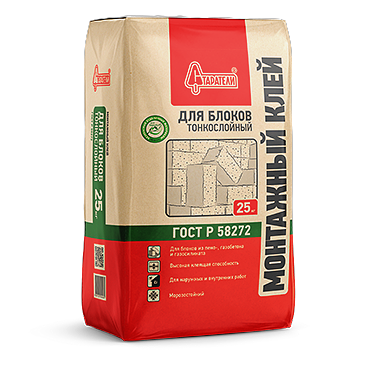Монтажный клей для блоков тонкослойный 25 кг