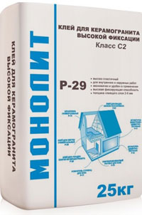 Клей для укладки плитки из керамогранита (белый) Р-29