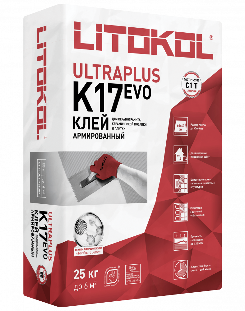 Клей для плитки и керамогранита LITOКOL K17 (класс С1)