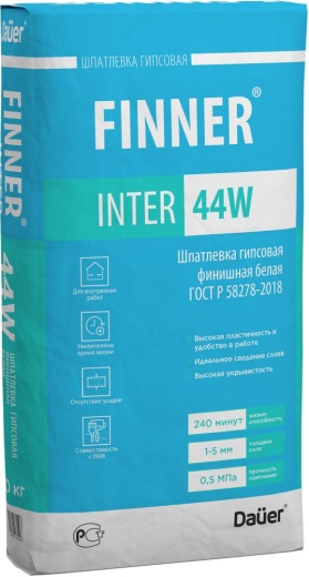 Шпатлевка гипсовая финишная белая 120 FINNER® INTER 44 W