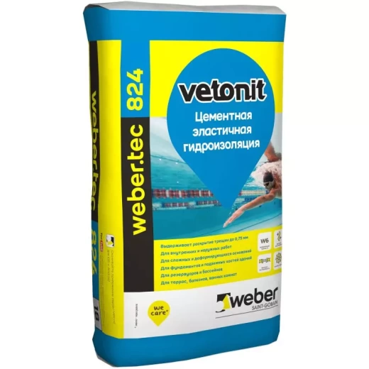 Цементная эластичная гидроизоляция Weber.tec 824