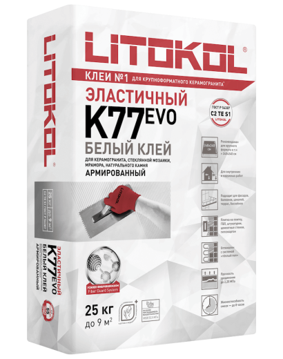 Клей эластичный для плитки, керамогранита и камня SUPERFLEX K77 (класс С2 TE S1)