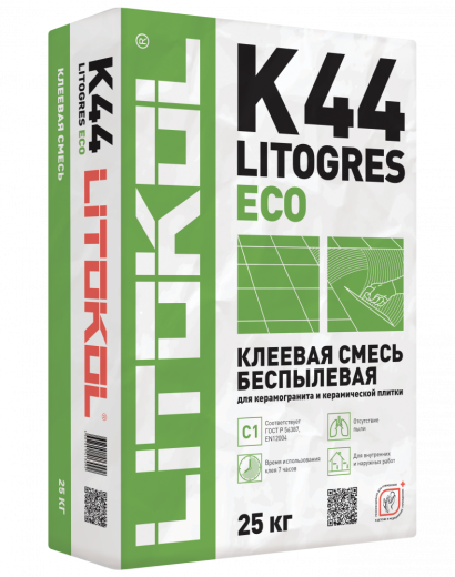Клей для плитки, керамогранита и камня LITOGRES K44 ECO (класс С1)